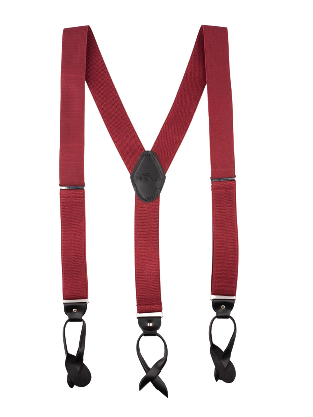 The Tie Hub Men Maroon & Black Solid Clip-On Suspenders