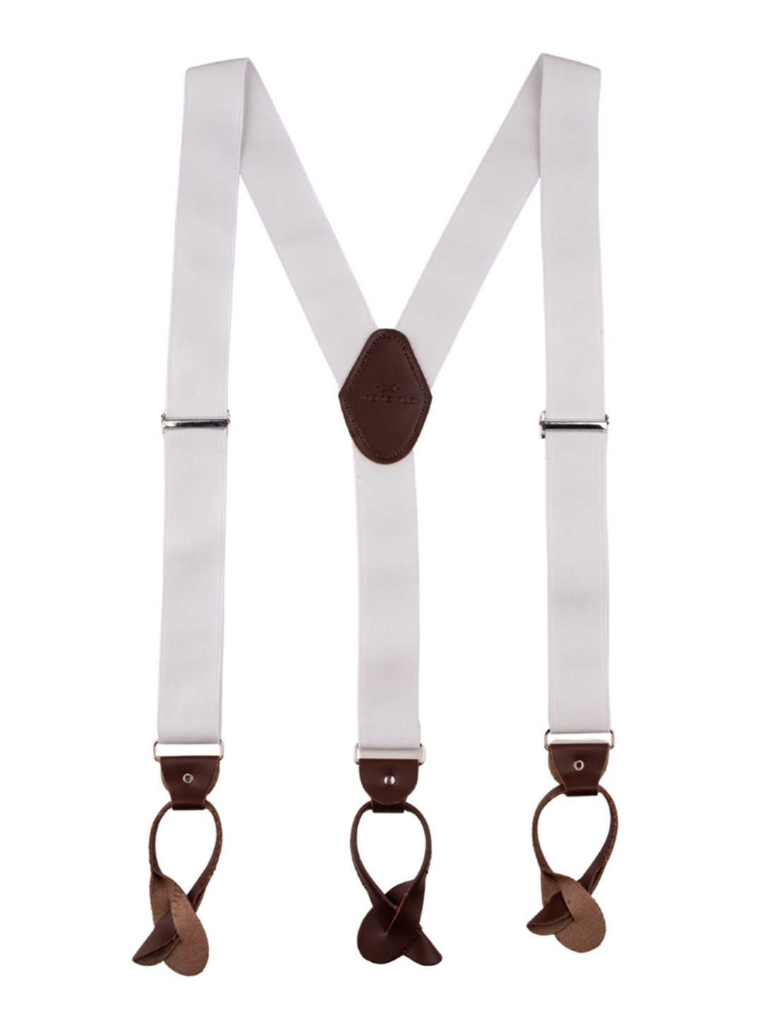 The Tie Hub Men White & Brown Y Back Suspender