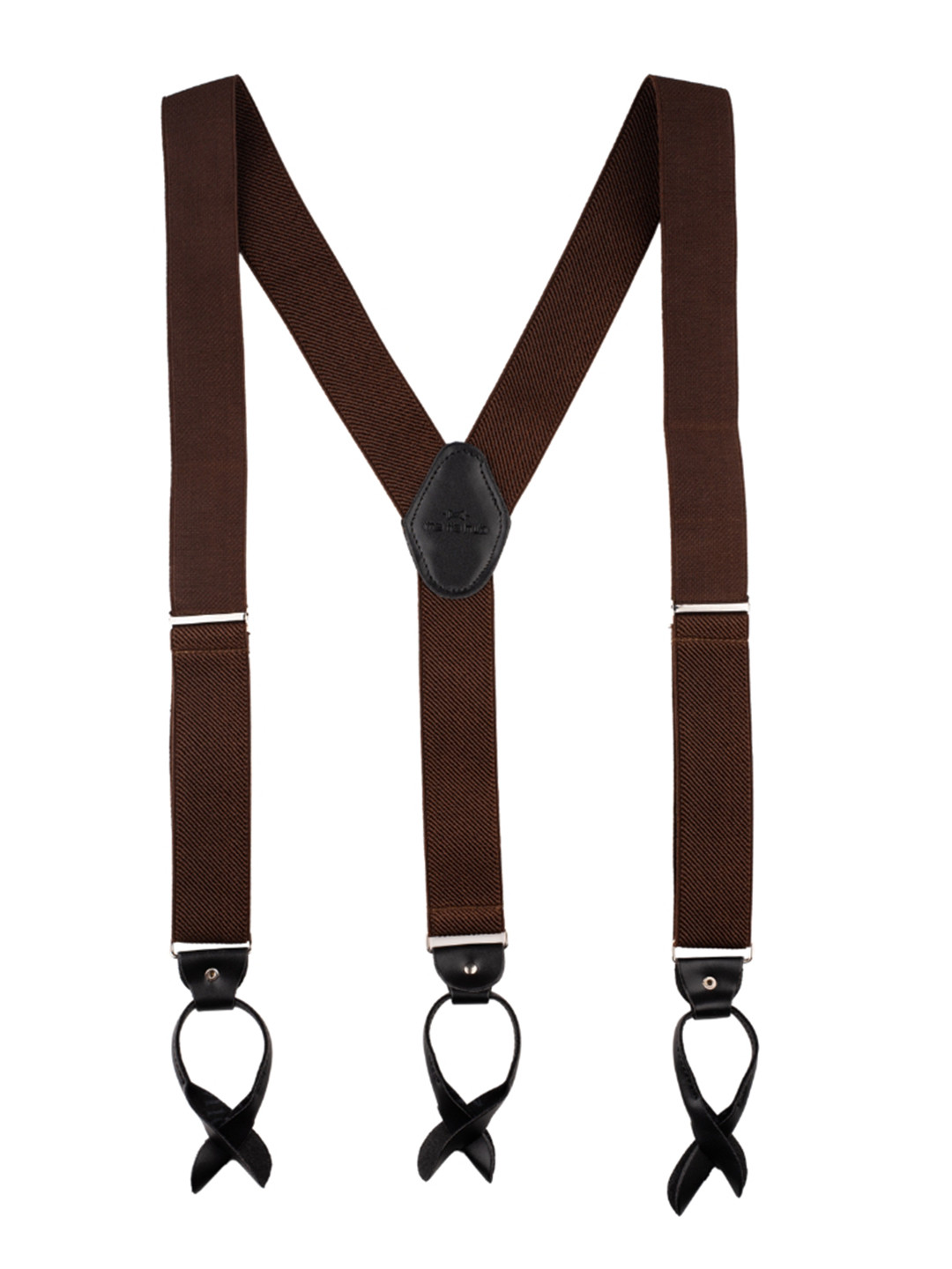 The Tie Hub Men Brown Solid Clip-On Suspenders