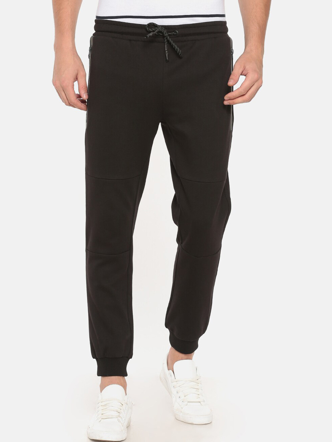 t-base Men Black Cotton Track Pants