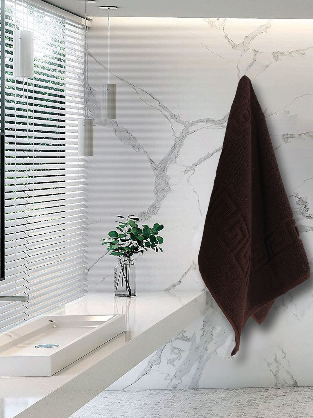 Kuber Industries Brown Greek Design Super Absorbent Cotton Hand Face Bath Towel 400 GSM