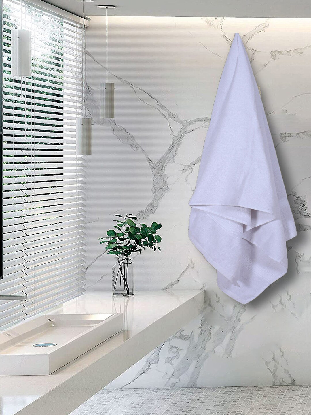Kuber Industries White Set of 2 400 GSM Super Absorbent Cotton Bath Towels