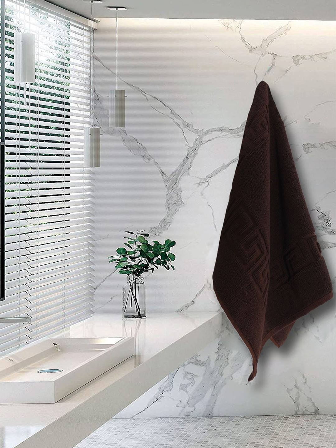 Kuber Industries Brown & White Set Of 4 400 GSM Cotton Bath Towels