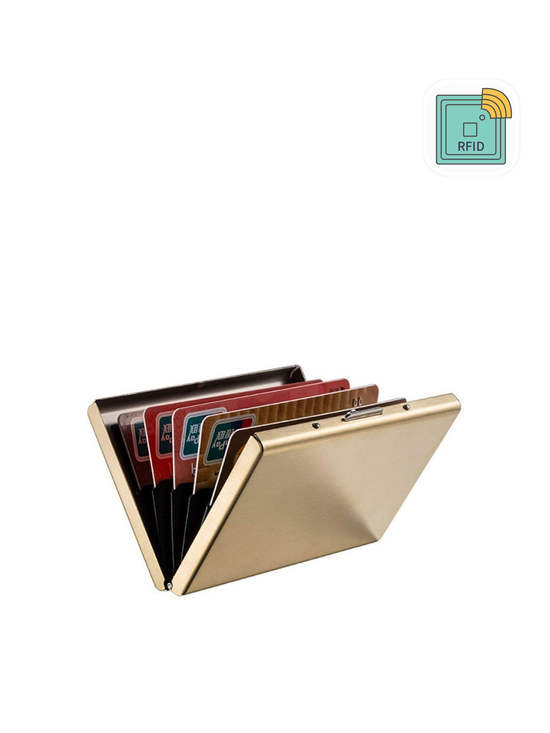 StealODeal Gold-Toned Stainless Steel RFID Card Holder