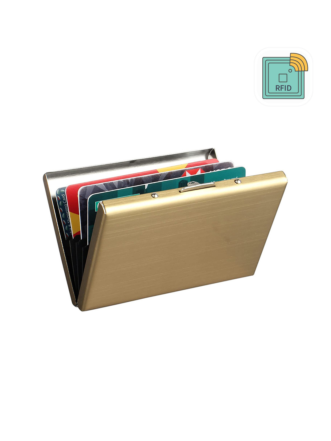 StealODeal Gold-Toned Stainless Steel RFID Card Holder