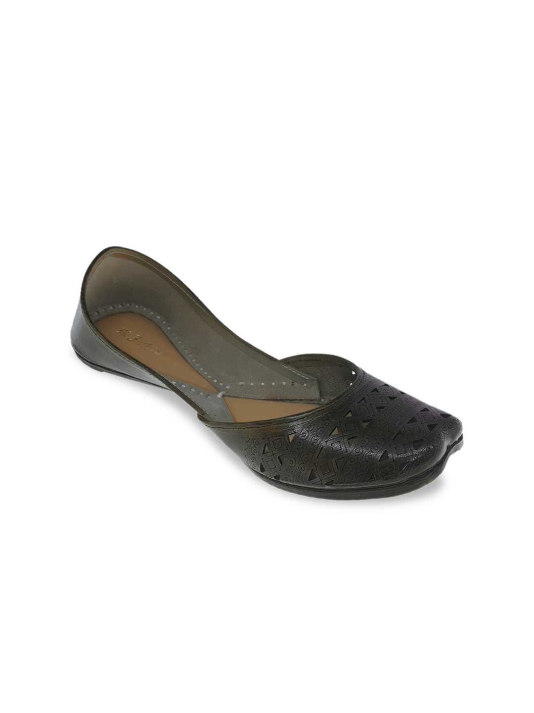 Fulkari Women Grey Ethnic Mojaris