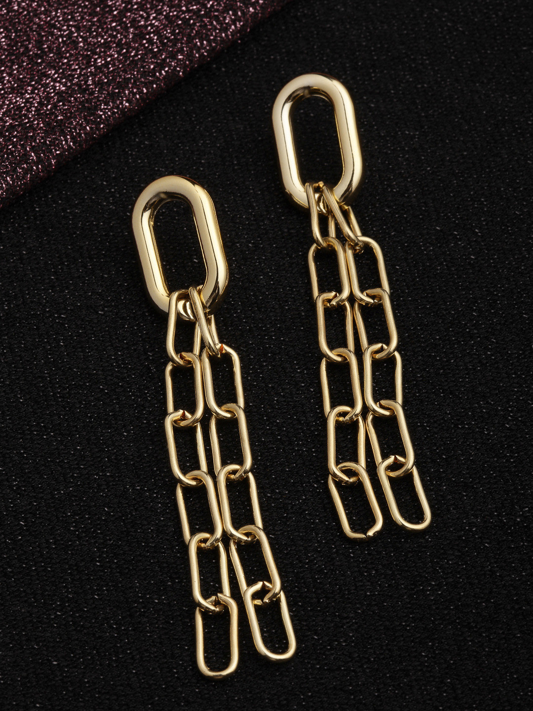VOGUE PANASH Gold-Plated Contemporary Drop Earrings