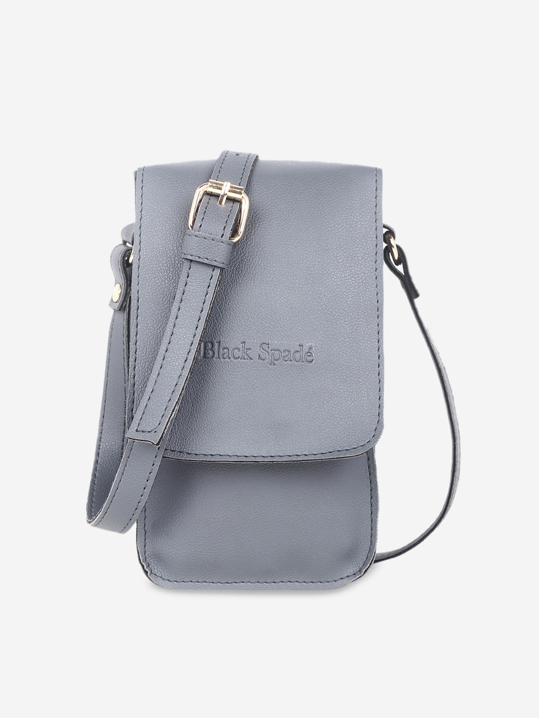 Black Spade Grey PU Structured Sling Bag