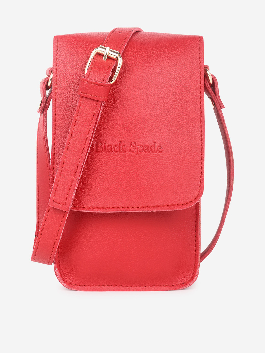 Black Spade Red Structured Sling Bag