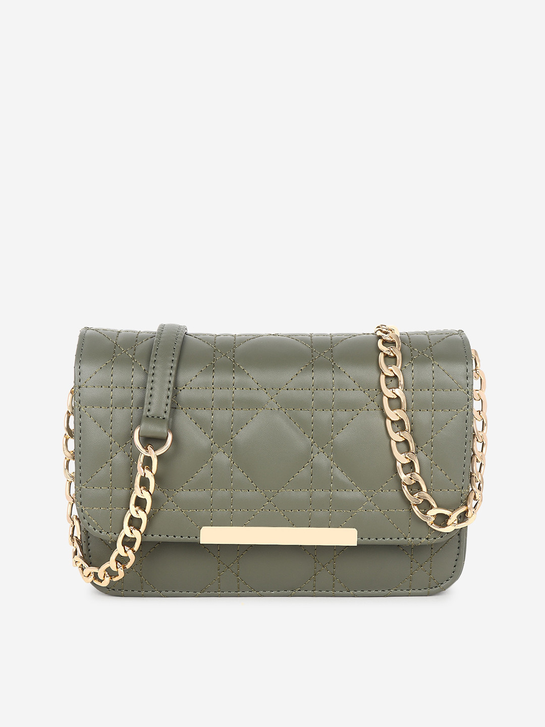 Black Spade Green Textured PU Structured Sling Bag