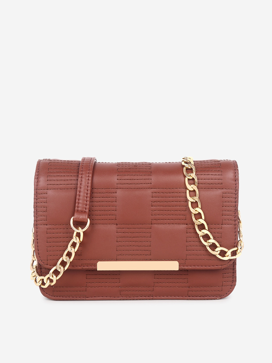 Black Spade Tan Textured PU Structured Sling Bag