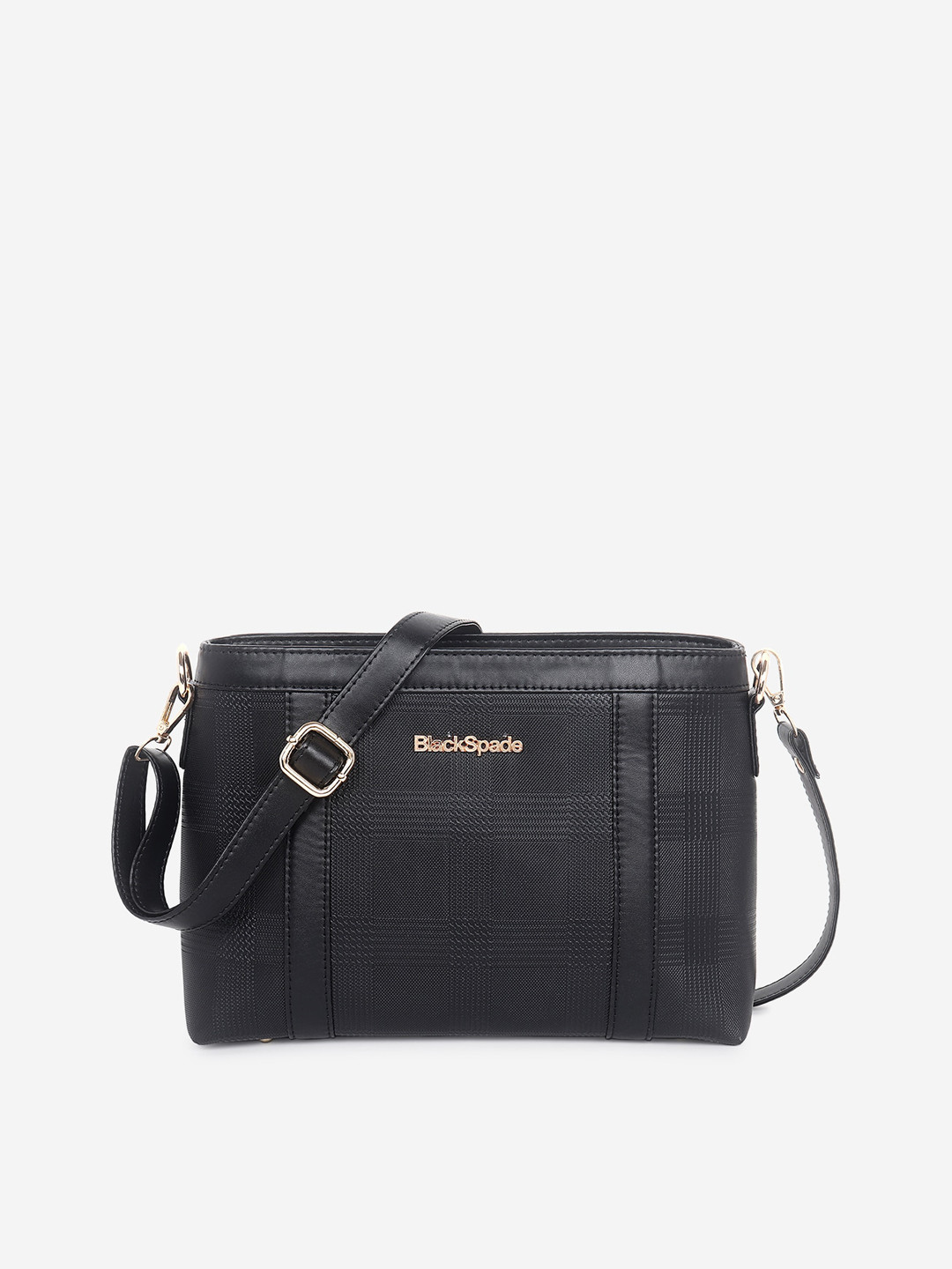 Black Spade Textured PU Structured Sling Bag