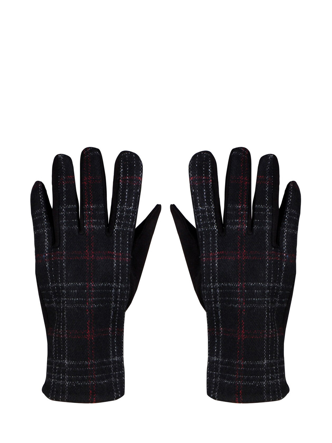 Bonjour Men Black Checked Winter Gloves