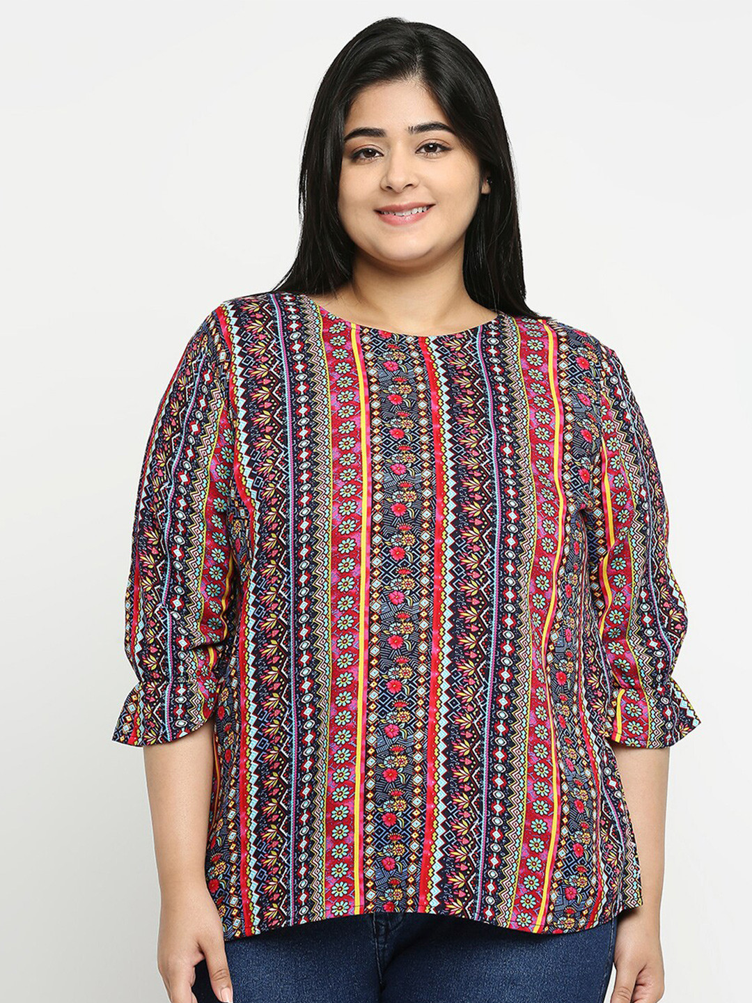Style Quotient Plus Size Women Floral Regular Smart Casual Top