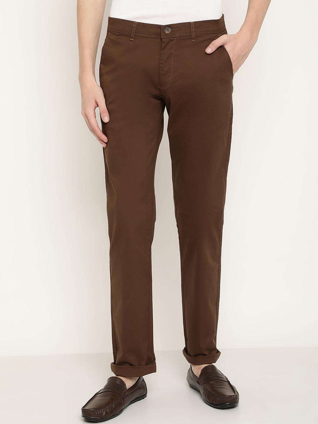 Octave Men Cotton Mid-Rise Trousers