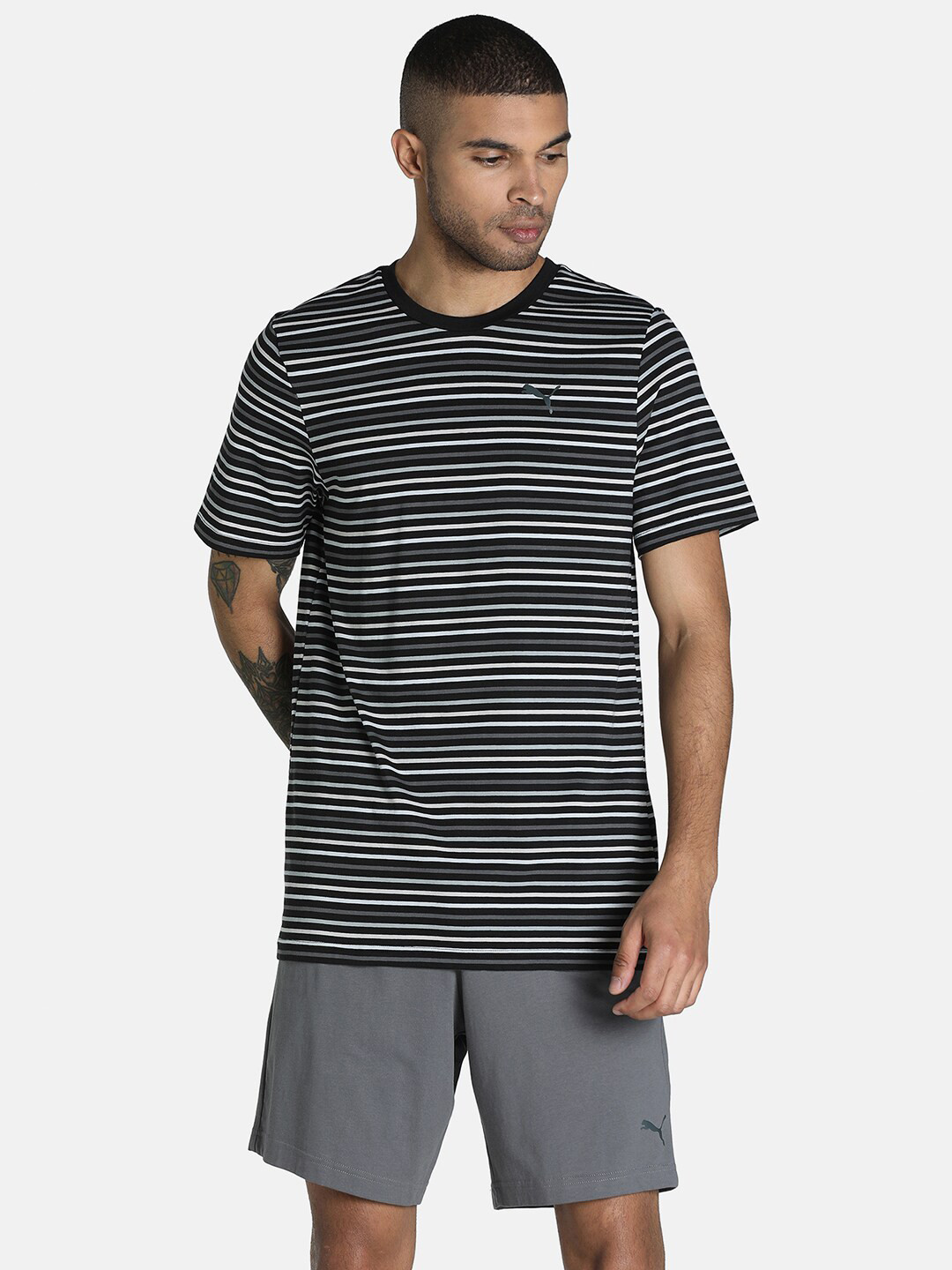 Puma Men Stripe T-Shirt & Shorts Set