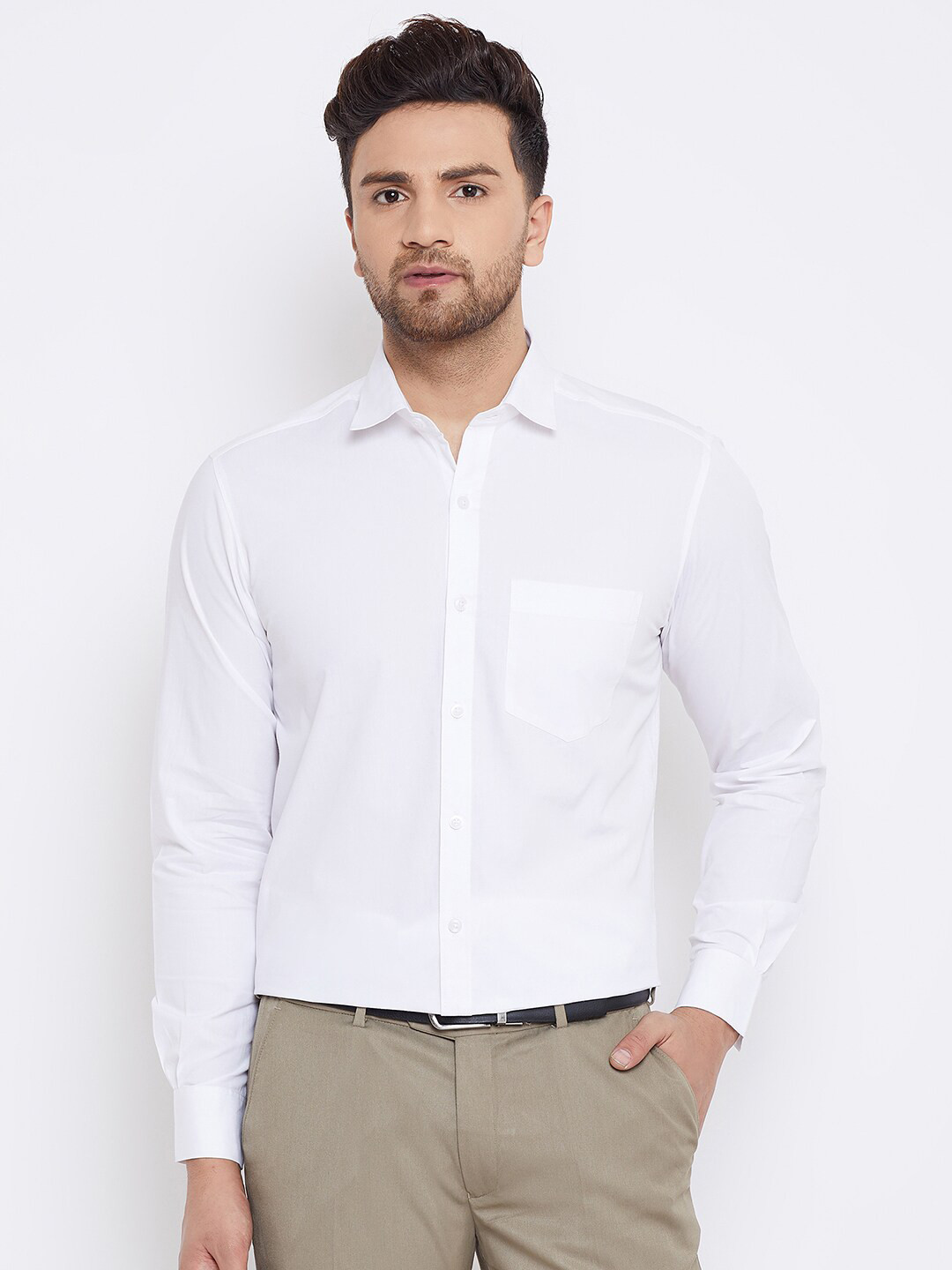 D Kumar Men White Standard Cotton Formal Shirt