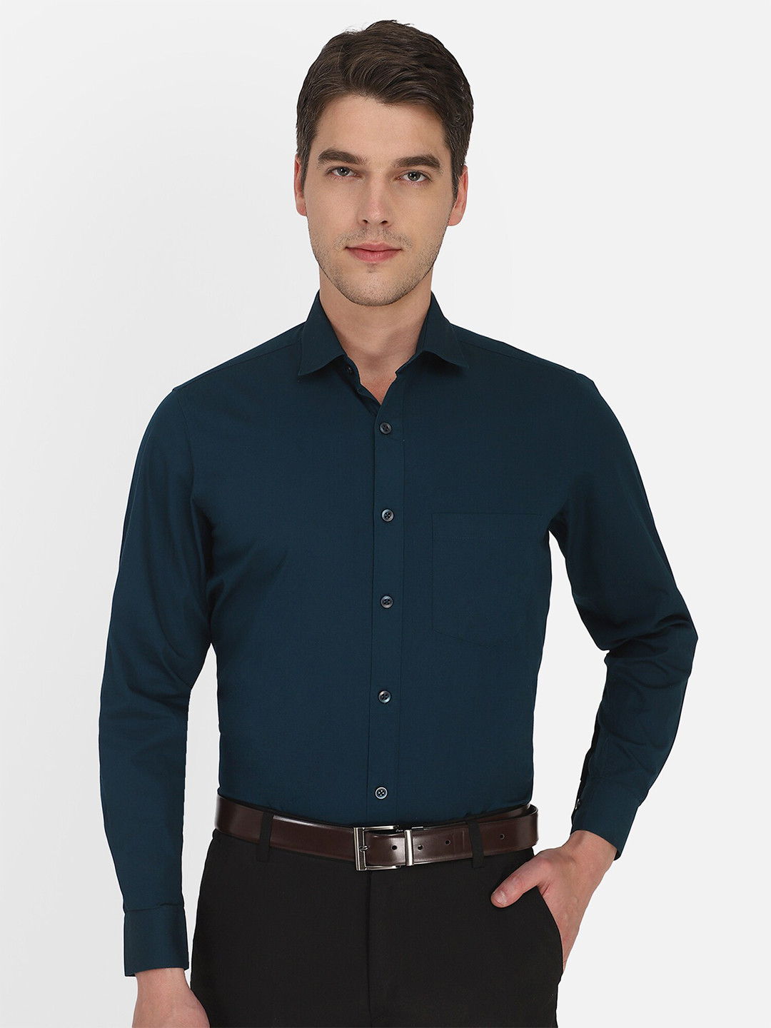 D Kumar Men Teal Standard Formal Cotton Shirt