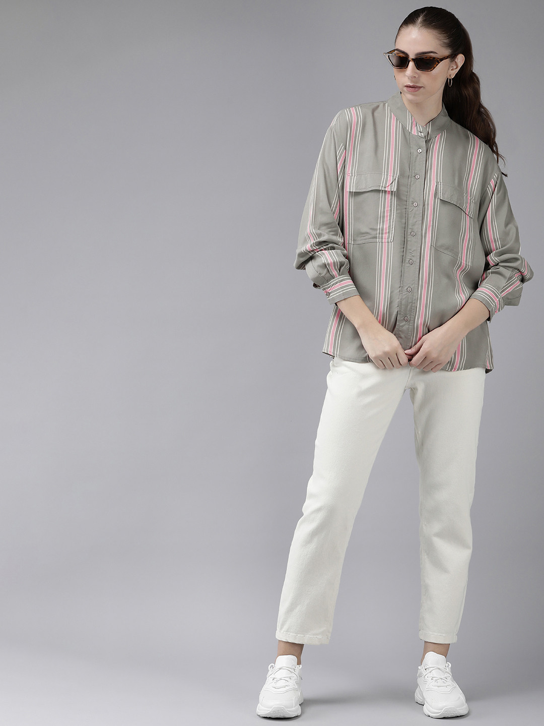 Roadster Women Multi Stripes Opaque Casual Shirt With Pockets