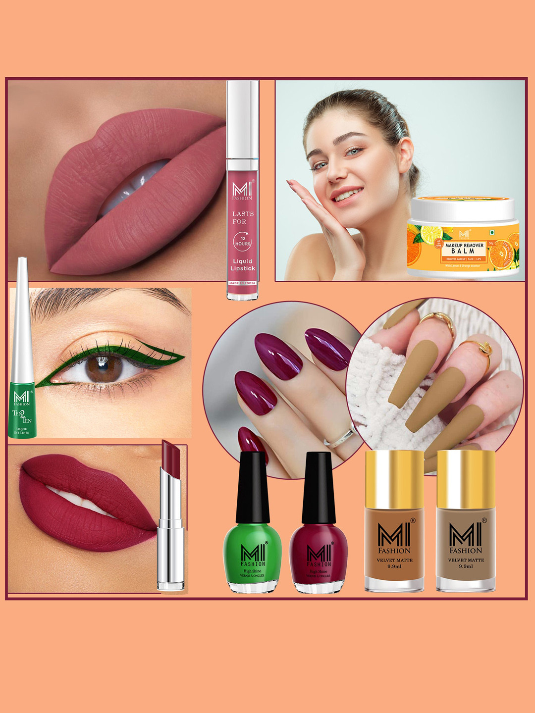 MI FASHION Cruelty-Free Vegan Full Starter Makeup Gift Set - Shade B115