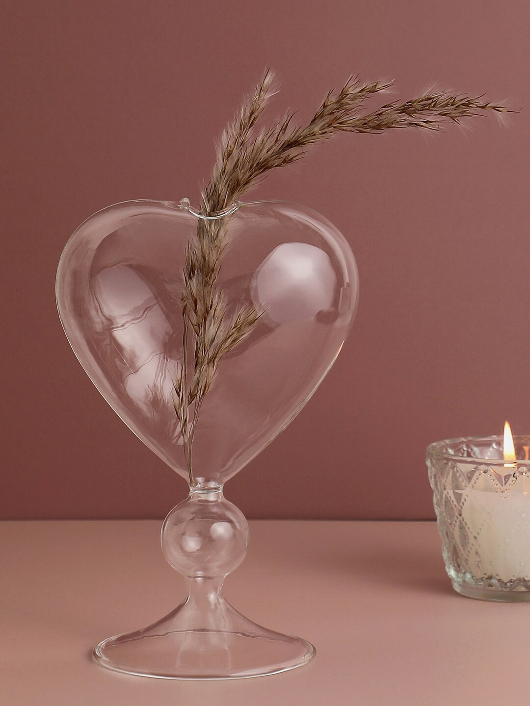 Bonhomie Transparent  Heart Shaped Glass Vase