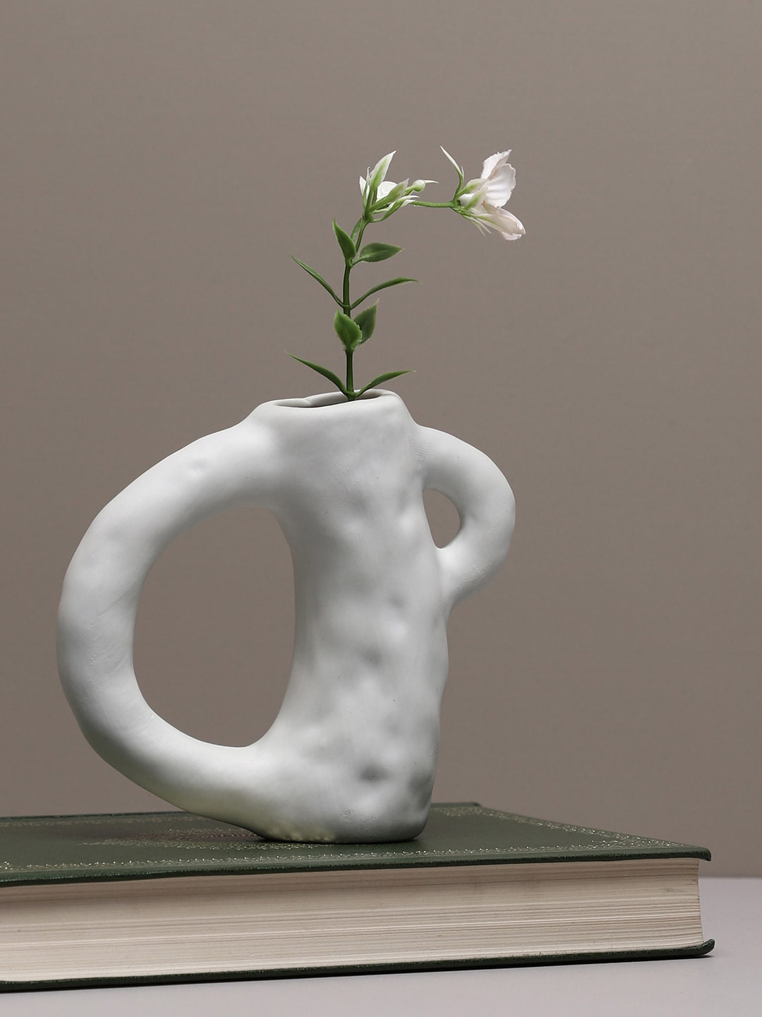 Bonhomie White Abstract Shaped Minimalistic Ceramic Vase