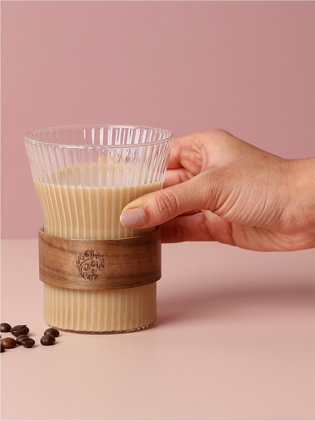 Bonhomie Jaiyush Name Personalised Transparent Textured Glass Microwave Safe Mug-400ml