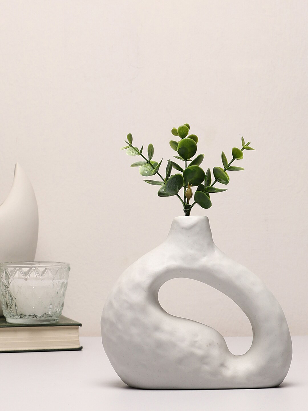 Bonhomie White Abstract Shaped Minimalistic Ceramic Vase