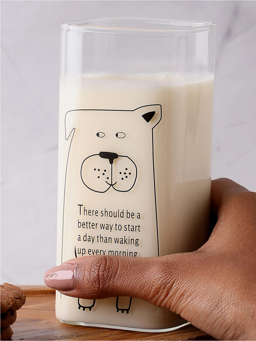 Bonhomie Transparent Typography Glass Microwave Safe Mug-650ml