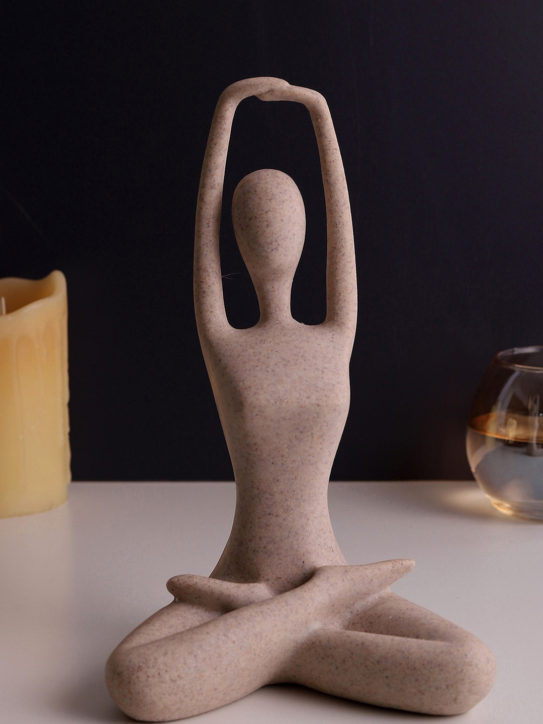 Bonhomie Feminine Figurine Beige Ceramic Natural Living Room Large Showpiece - 7.1 Inches