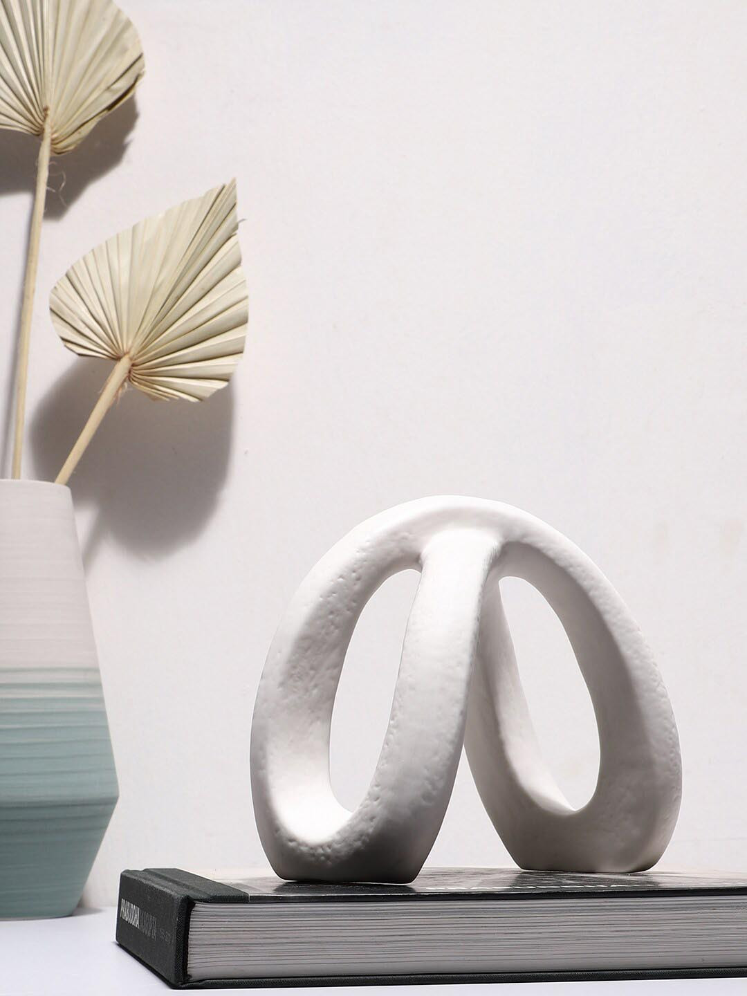 Bonhomie Minimalistic Ceramic White Ceramic Matte Living Room Extra Large Showpiece - 11.8 Inches