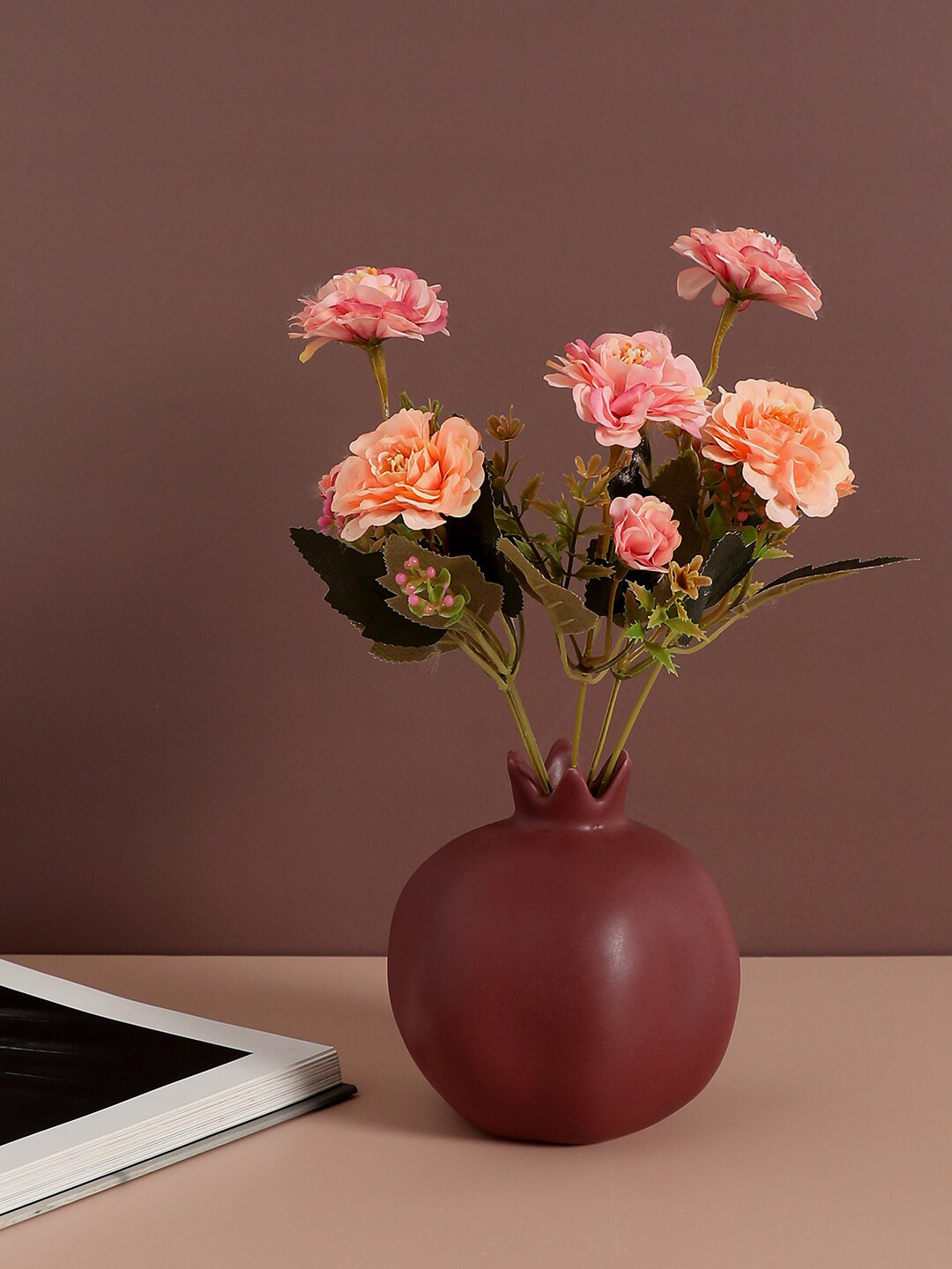 Bonhomie Brown Solid Fruit Shaped Ceramic Vase