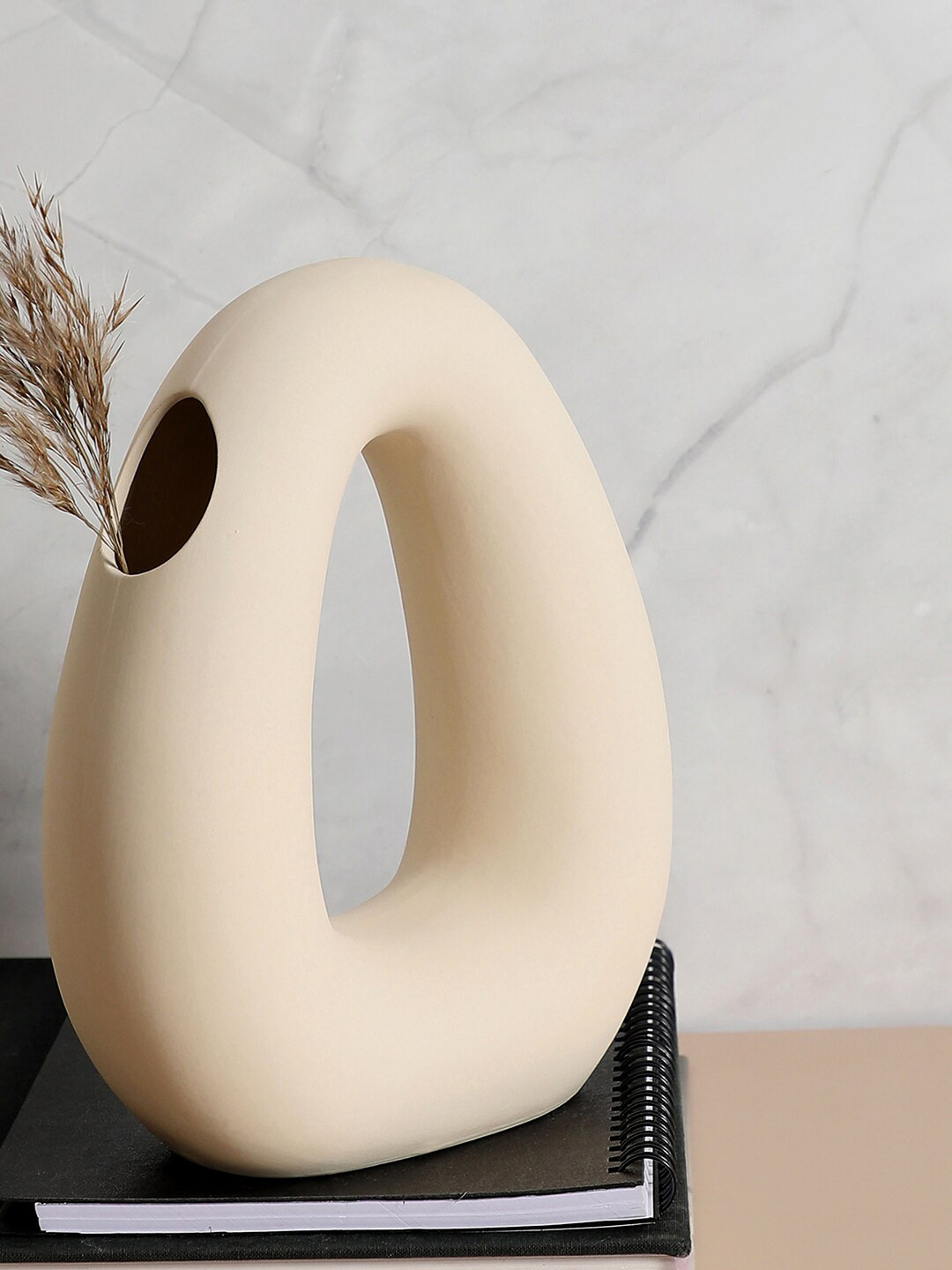 Bonhomie Cream-Colored Hollow Shaped Ceramic  Vase