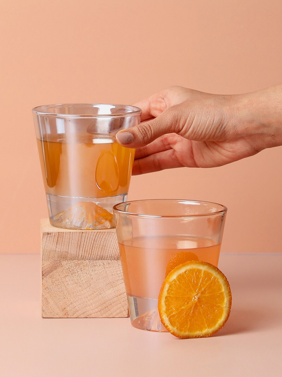 Bonhomie Set of 2 Transparent Water or Juice Glass 400 ML Each