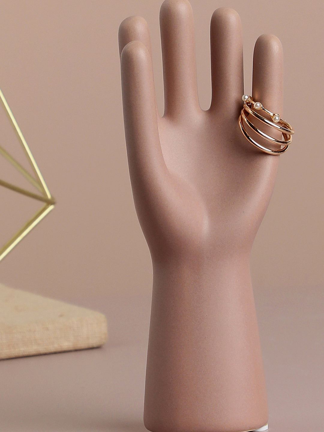 Bonhomie Hand Sculpture Brown Ceramic Matte Living Room Large Showpiece - 7.1 Inches