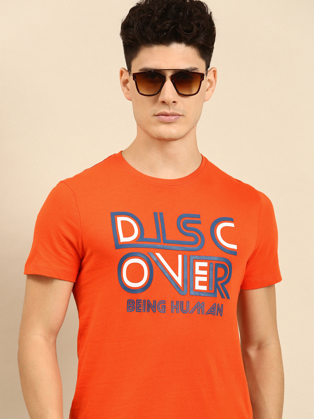 Being Human Men Typography & Brand Logo Print Round Neck Pure Cotton Knitted T-shirt