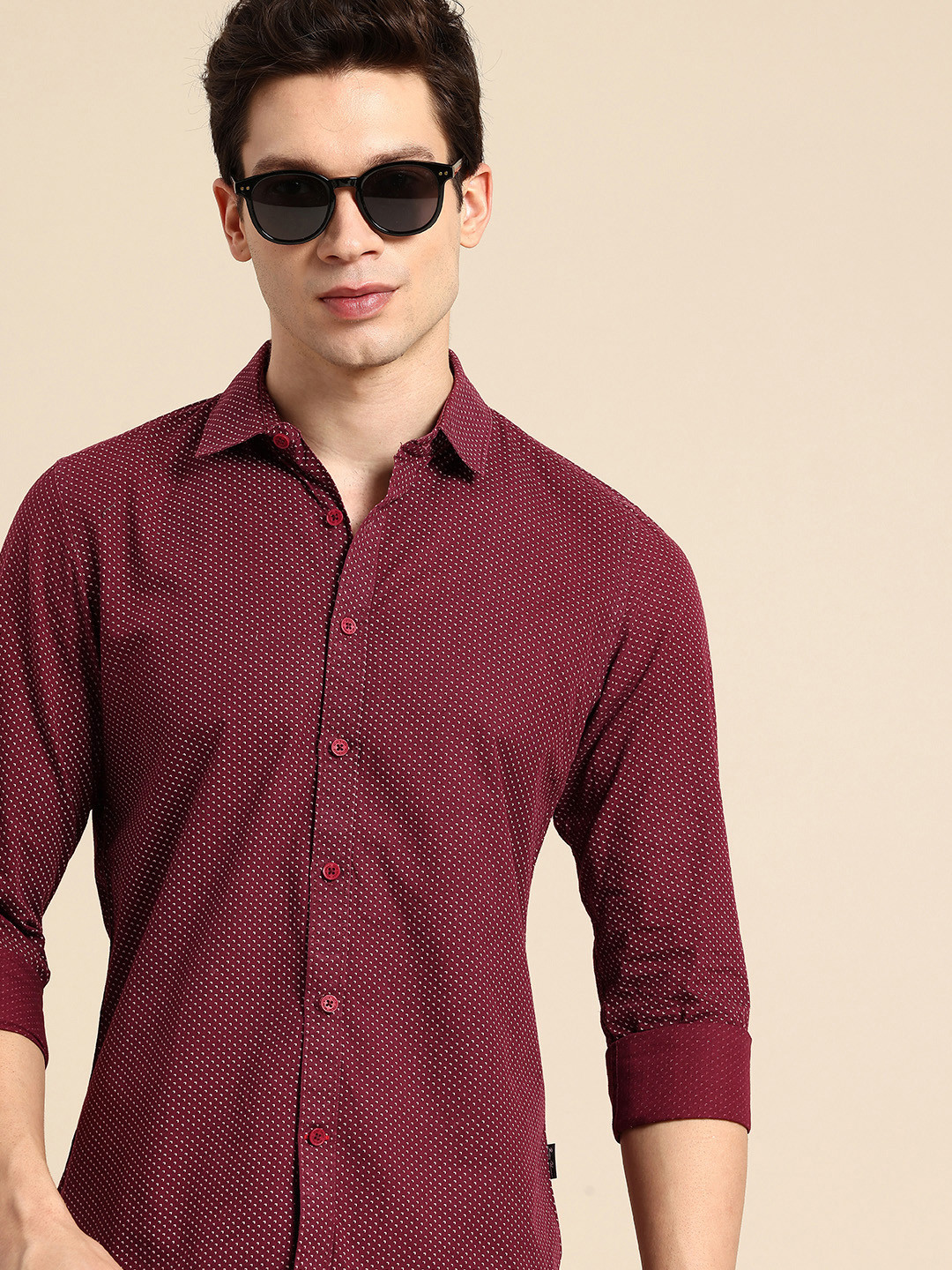 Being Human Pure Cotton Slim Fit Micro Or Ditsy Printed Shirt