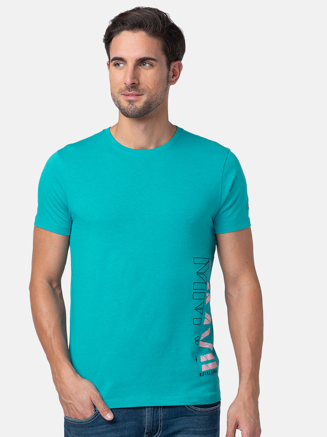 Being Human Printed Detail Pure Cotton T-shirt