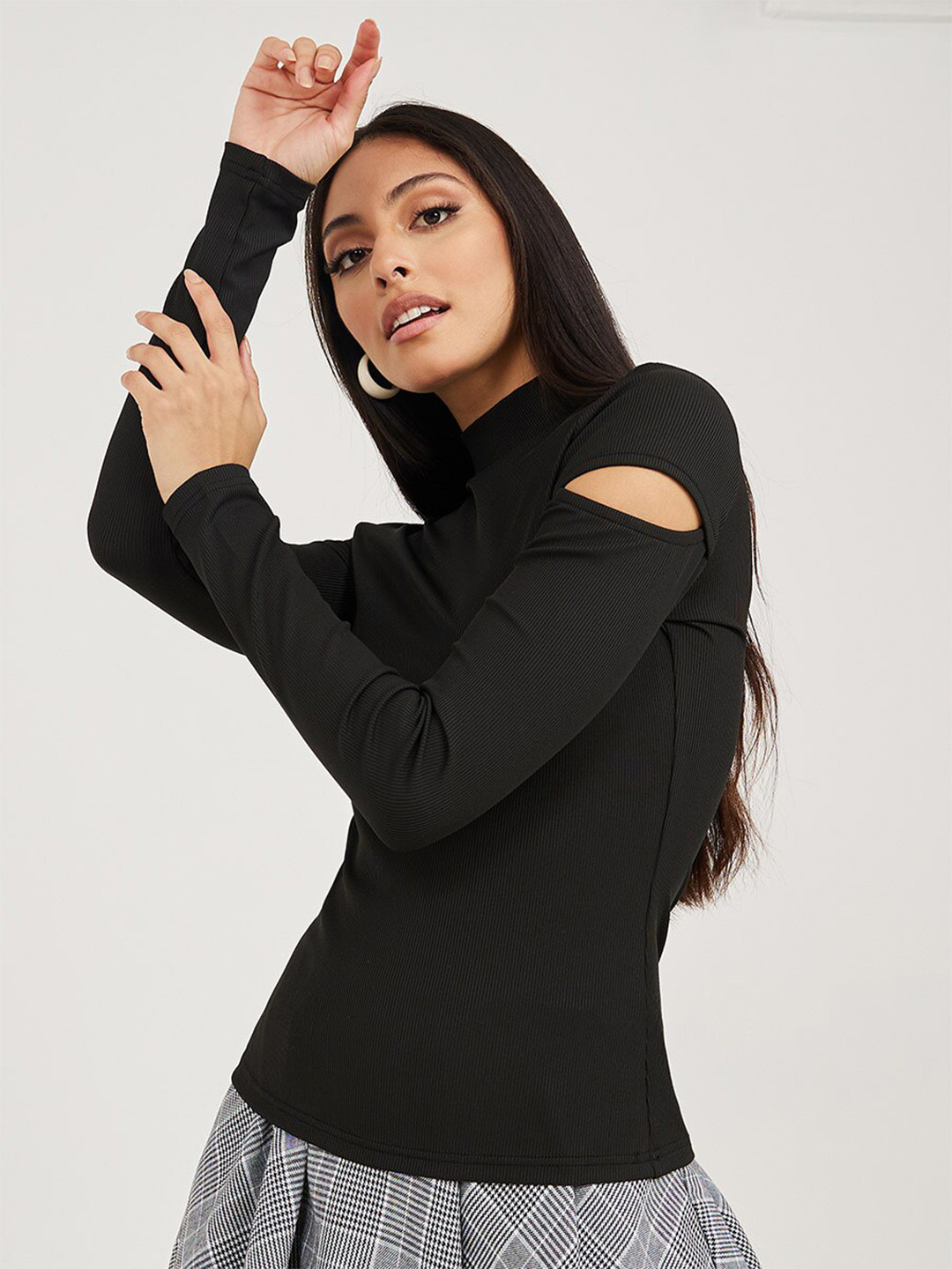 Styli Woman High Neck Cut Outs Regular Top