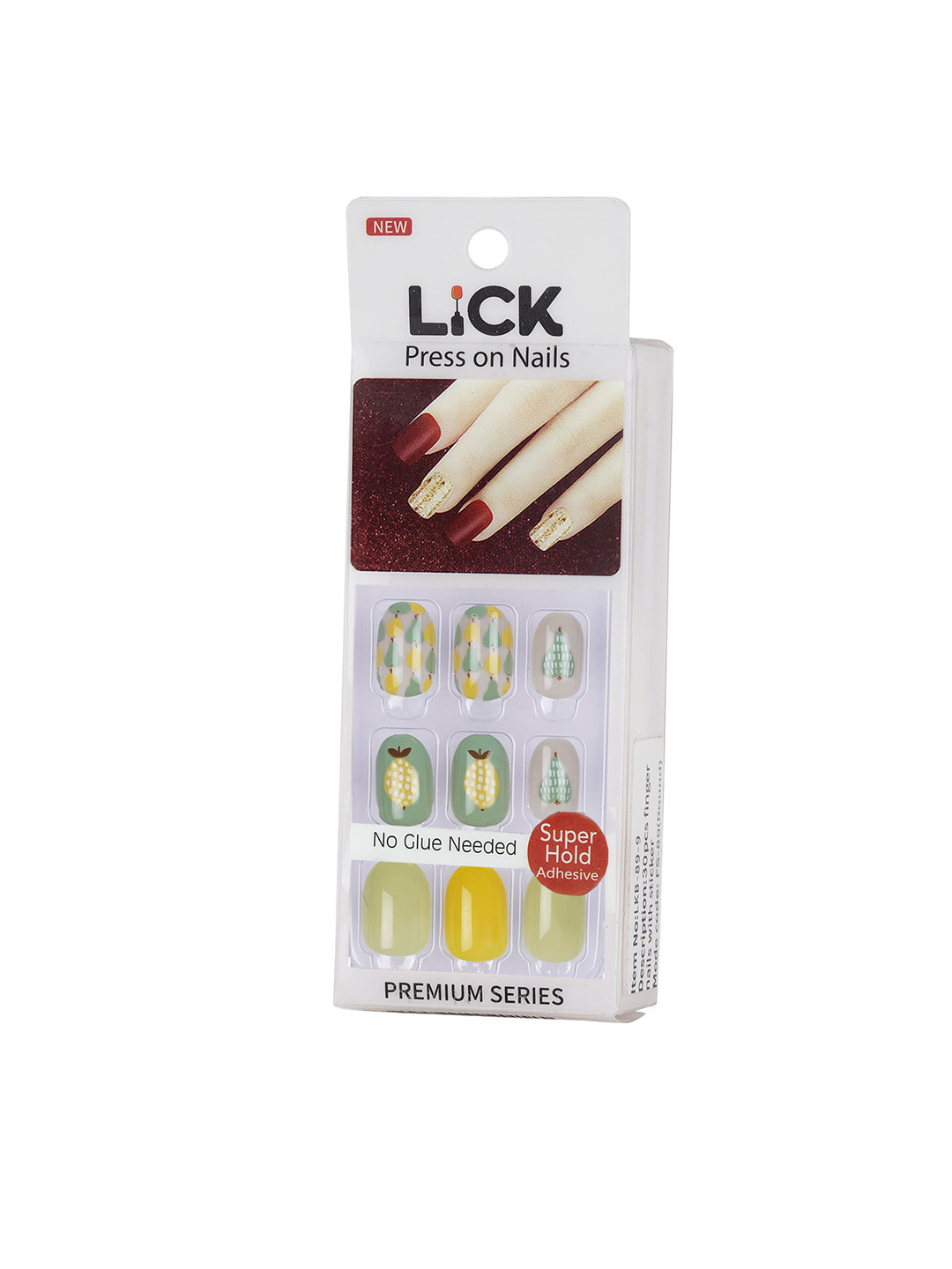 LICK 12 Pcs Green Artificial Reusable French Manicure Stick on Nails With Application Kit