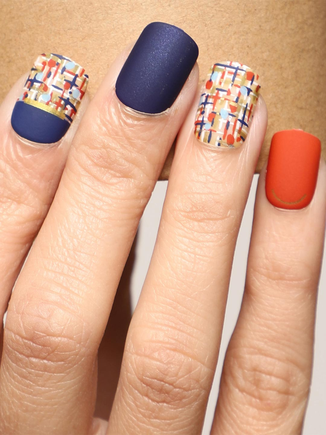 LICK Pack Of 12 Blue Matte Artificial Acrylic Nail Extension Nail Art