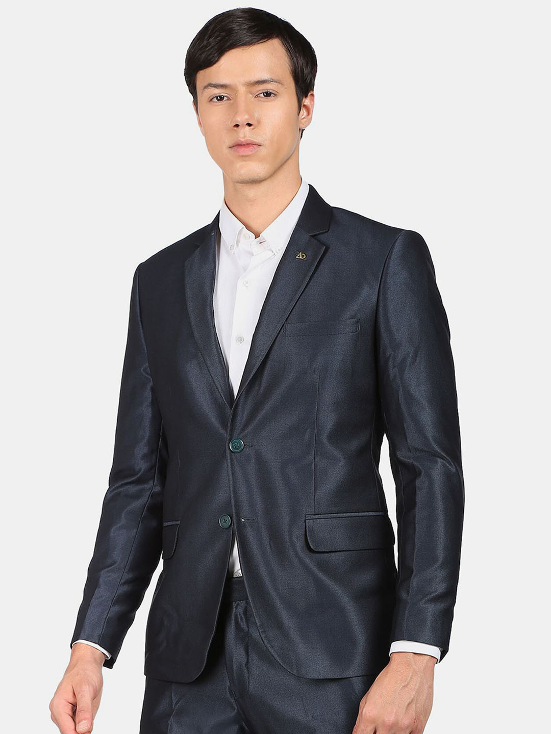 AD By Arvind Men 2 Piece Teal Blue Single-Breasted Tailored-Fit Suits