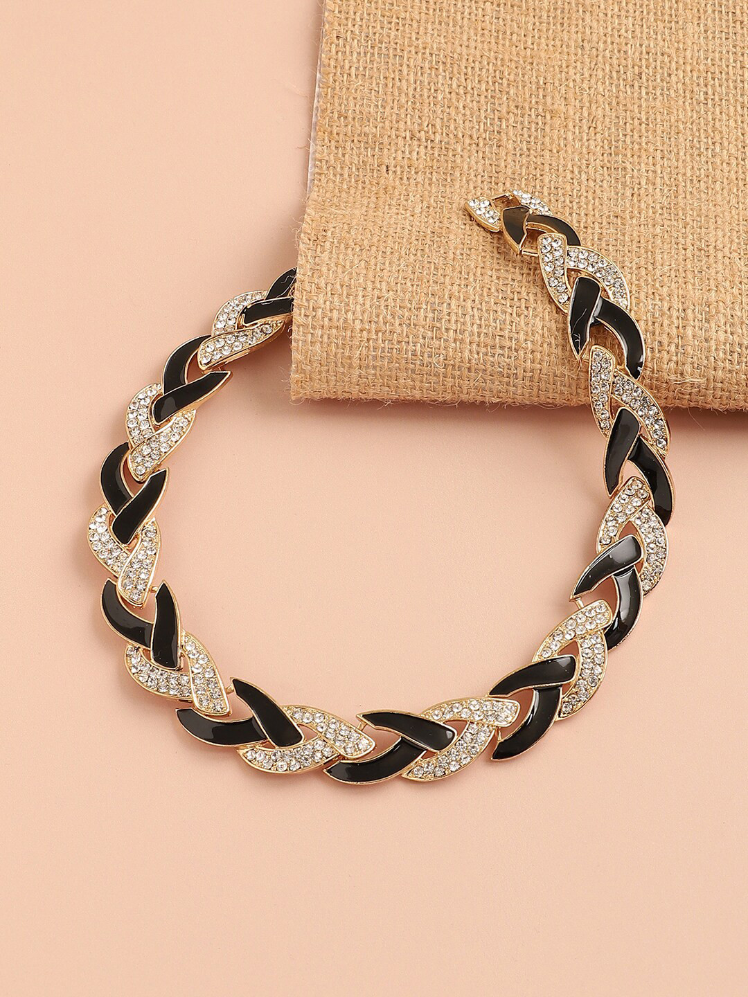 SOHI Black & White Gold-Plated Necklace