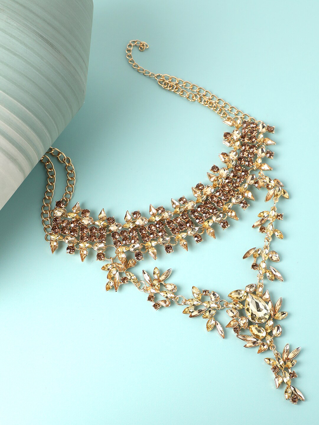 SOHI Gold-Plated Beige Designer Necklace