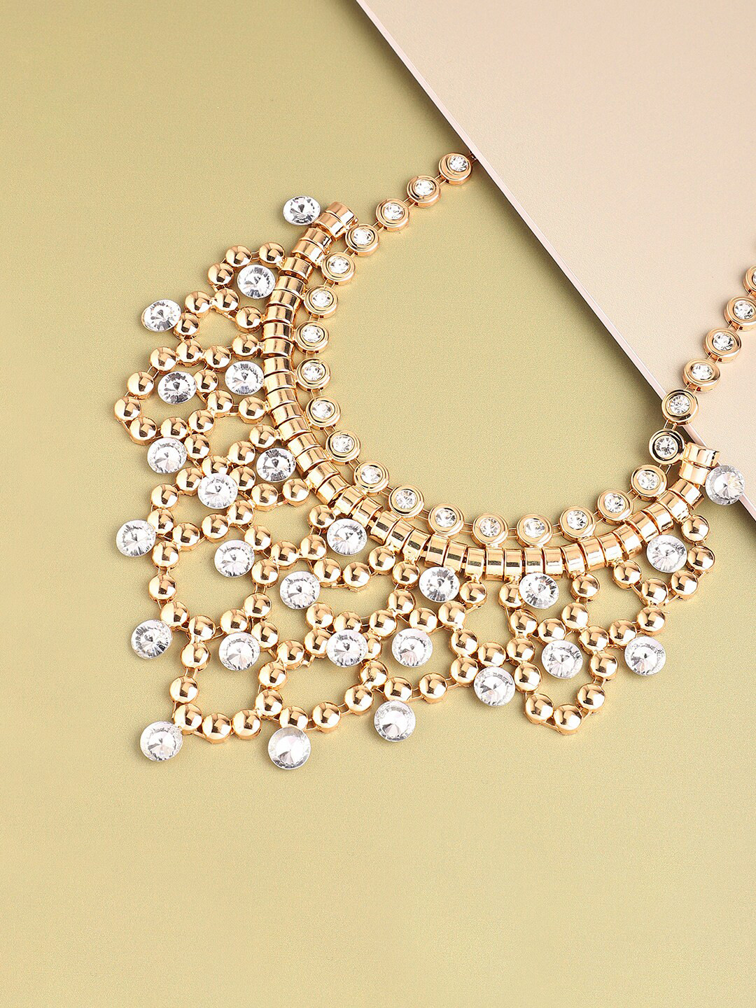 SOHI Gold-Plated & White Designer Necklace