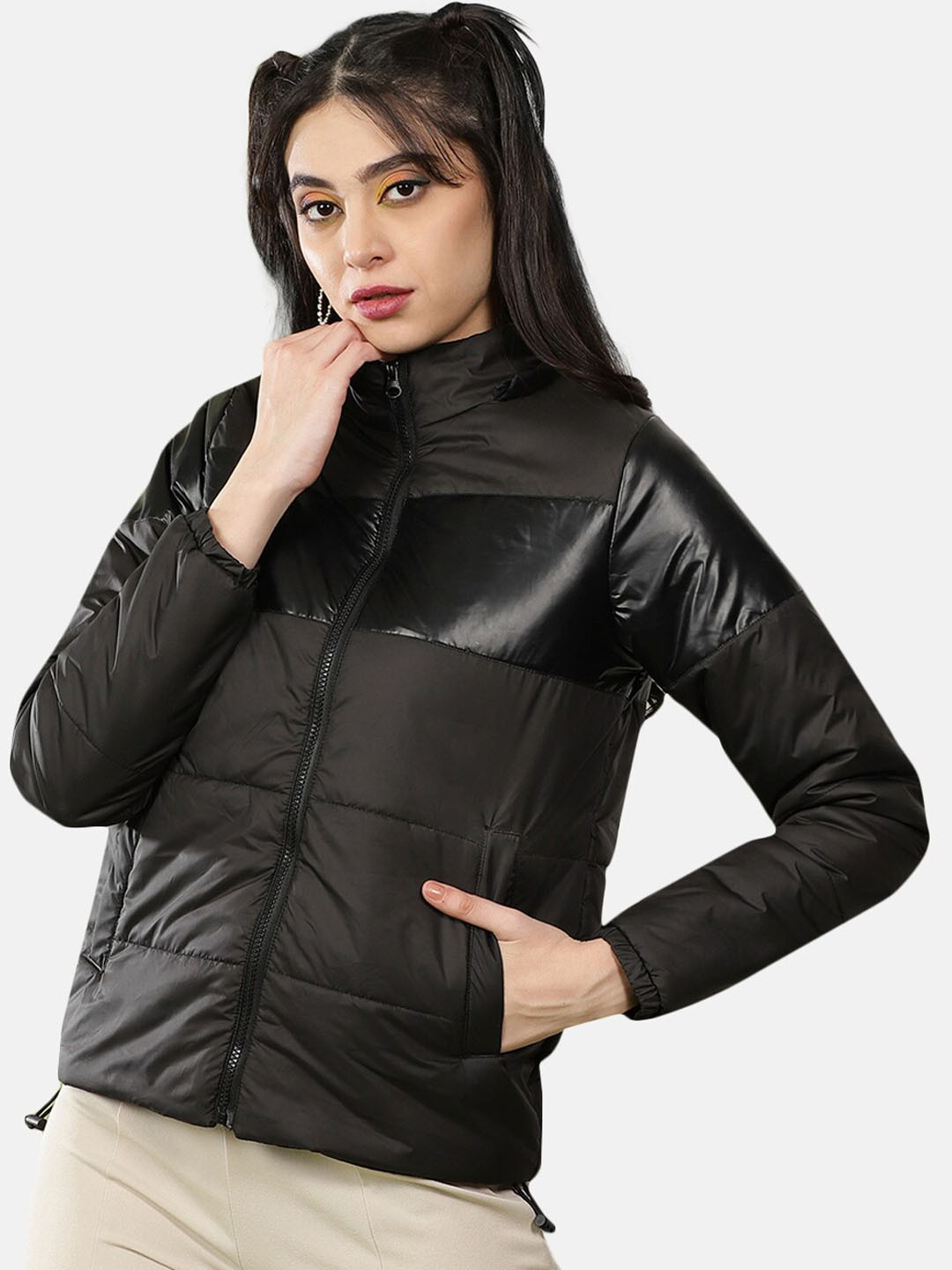 Freehand by The Indian Garage Co Women Black Outdoor Biker Jacket