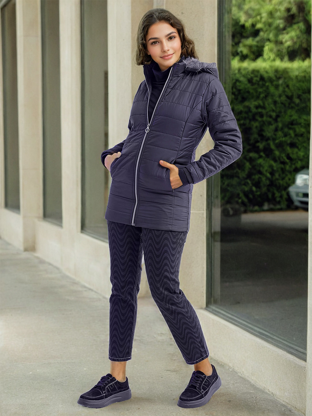 Freehand by The Indian Garage Co Women Black Longline Outdoor Parka Jacket