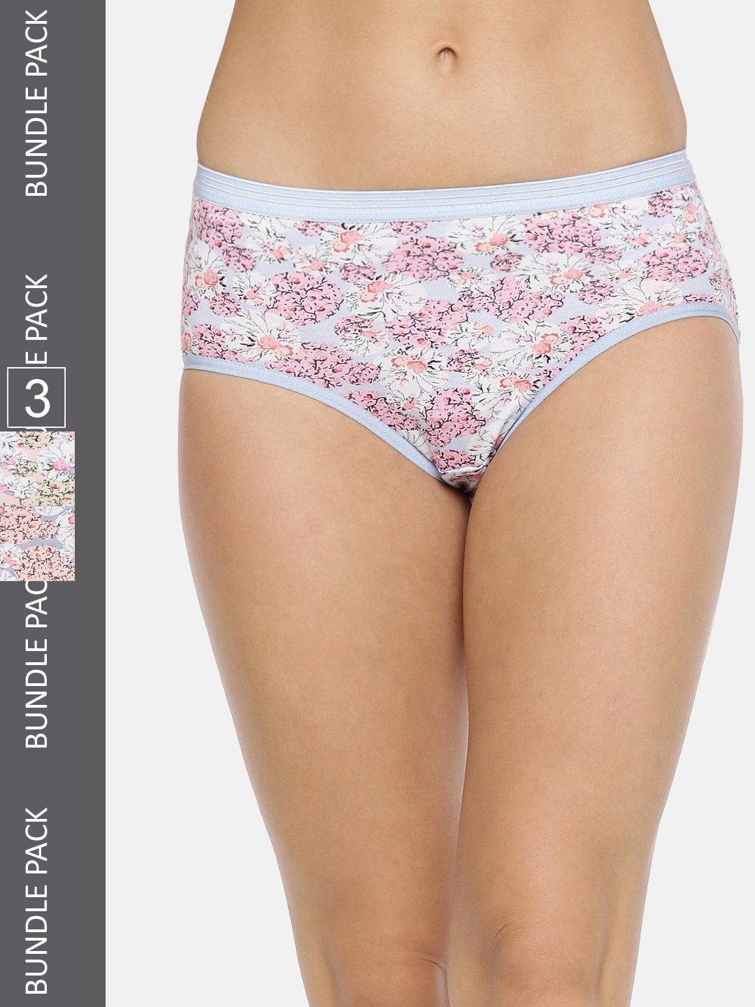 RedRose Women Plus Size Pack Of 3 Printed Cotton Hipster Briefs Deepa Multi