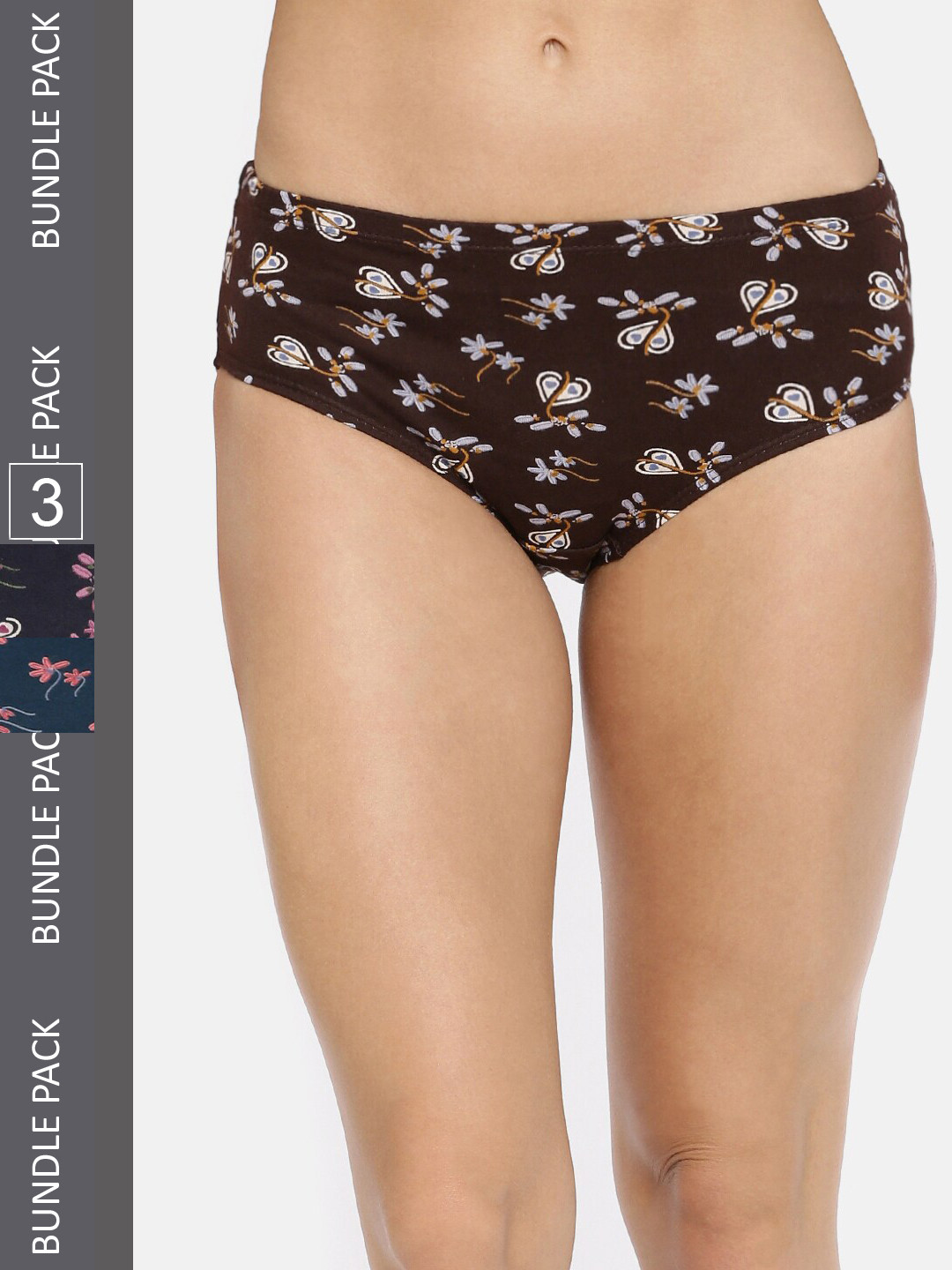 RedRose Women Plus Size Pack Of 3 Printed Hipster Briefs Decorative Multi