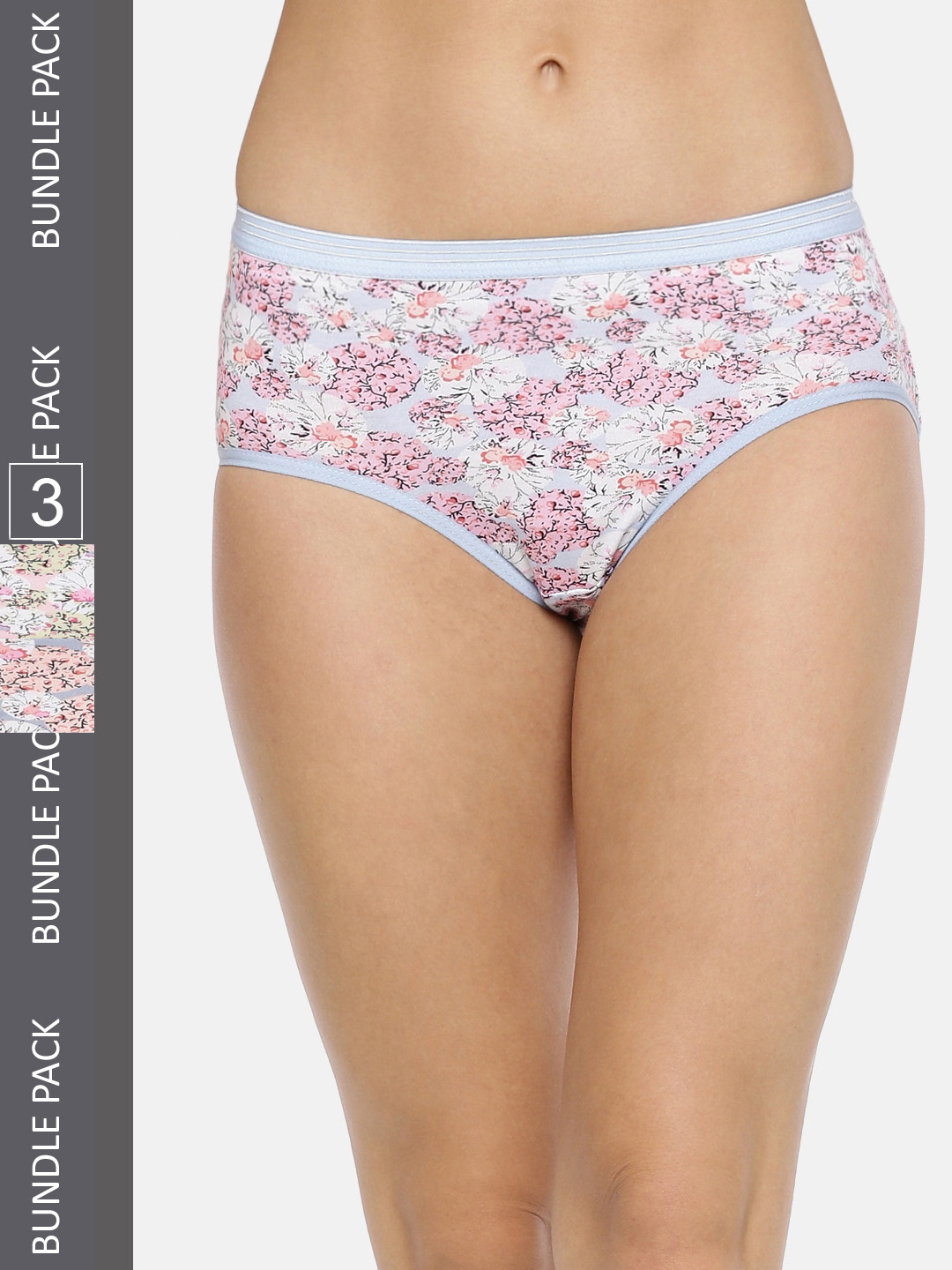 RedRose Women Pack Of 3 Printed Cotton Hipster Briefs Deepa Multi